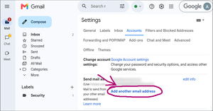 Accounts with arrow to Add Another Email Link