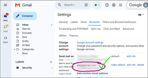 Accounts with arrow to the new Alias for verification